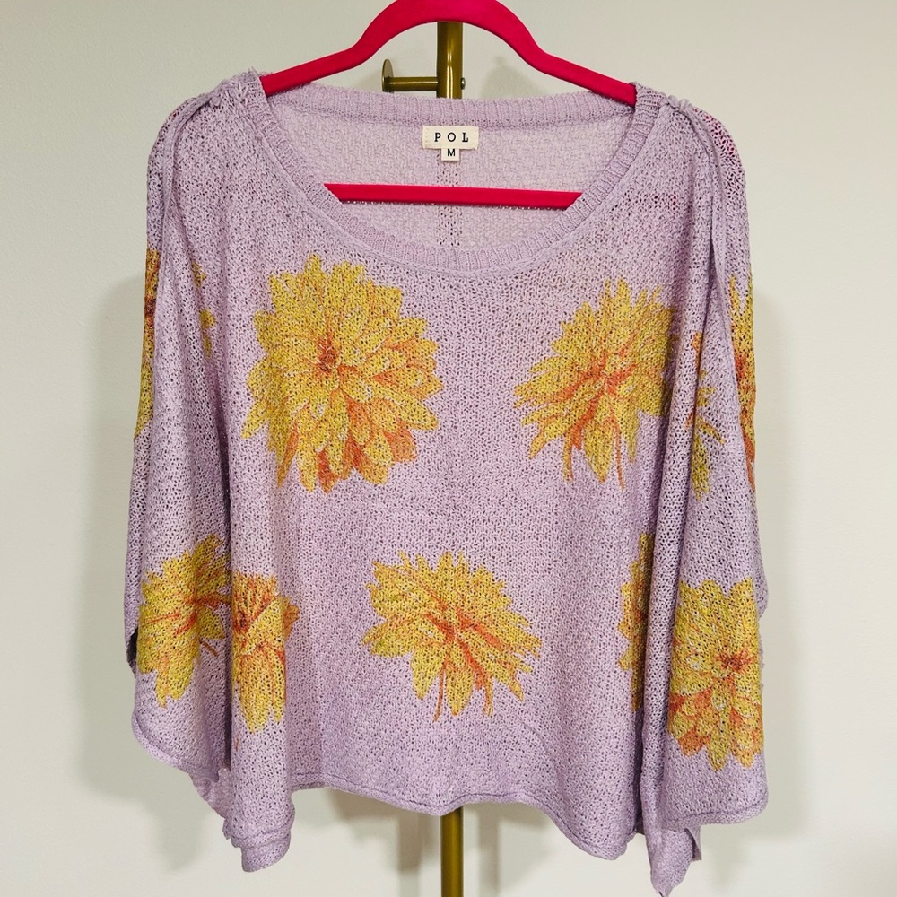 POL Lavender Knit with Yellow Floral Design